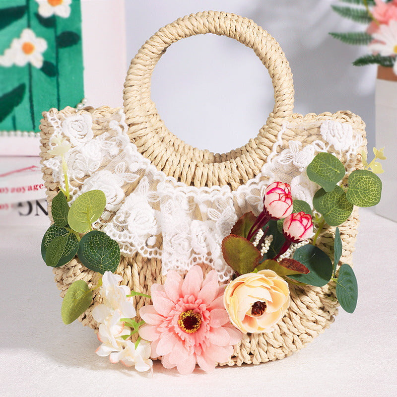DIY Floral Straw Tote Bag Kit for Mother’s Day | Handmade Woven Handbag Craft Set with Artificial Flowers | Beginner Friendly 8-Minute DIY Gift Bag