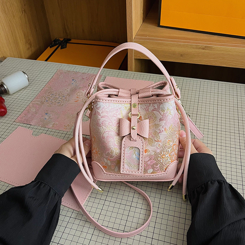 DIY PU Leather Bow Bucket Bag Kit | Beginner-Friendly Vintage Handbag Craft Set with Video Tutorial