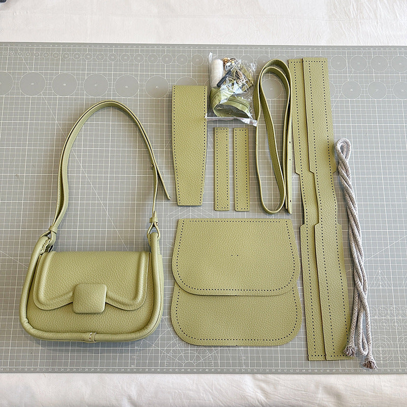 DIY PU Leather Handbag Sewing Kit for Beginners – Handmade Crossbody Tote Bag Craft Set with Video Tutorial & Pre-Cut Materials