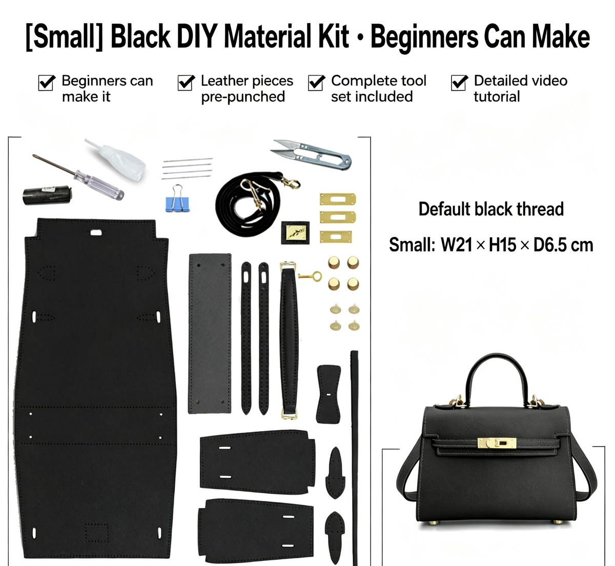 DIY Leather Shoulder Bag Kit – Beginner Crossbody & Handbag Making Kit