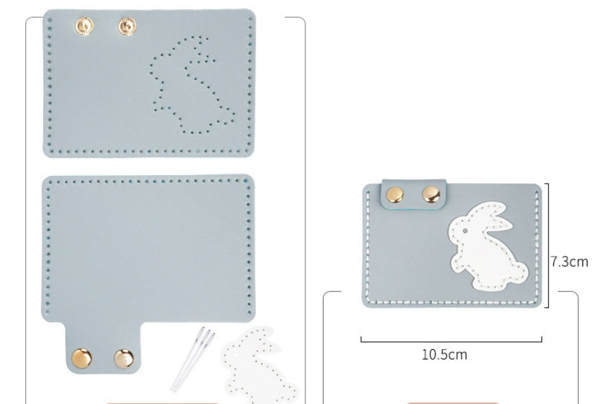 DIY Leather Bunny Wallet Kit – Handmade Colorful Leather Craft Wallet Set for Beginners