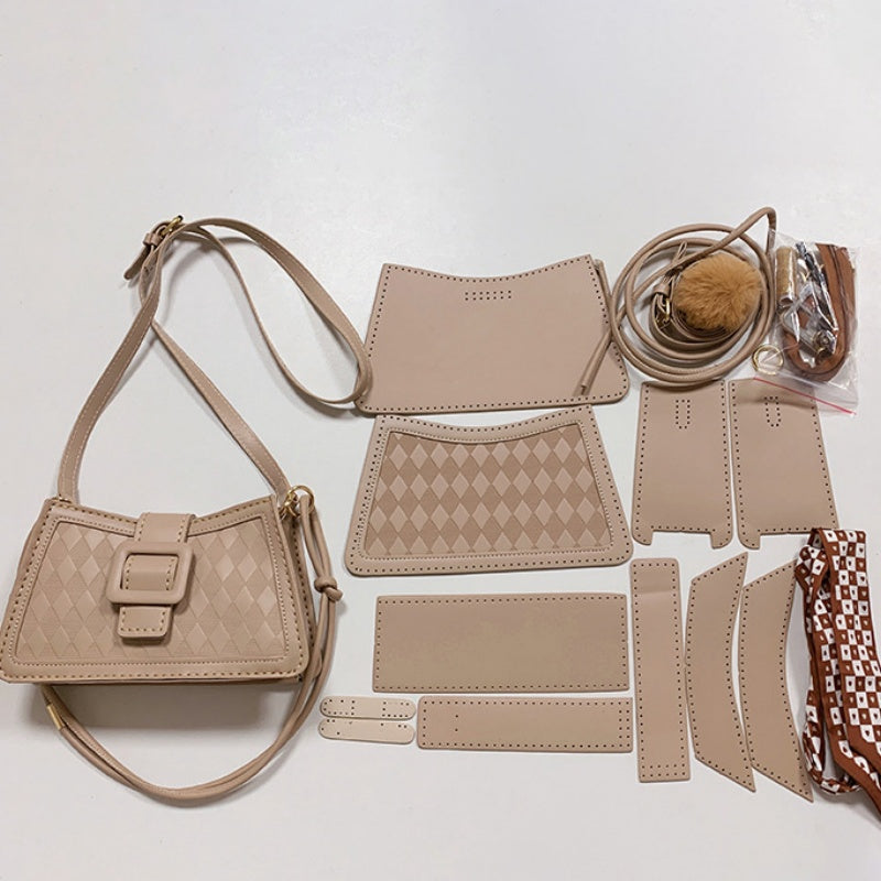 DIY Handmade PU Leather Handbag Kit – Beginner-Friendly Craft Set with Pre-Cut Materials &amp; Video Tutorial | Compact Crossbody &amp; Top Handle Bag