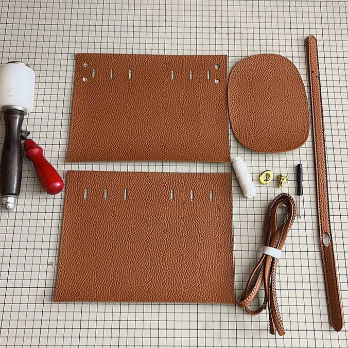 DIY PU Leather Mini Shoulder Bag Kit for Beginners – Handmade Crossbody Purse Sewing Kit with Video Tutorial
