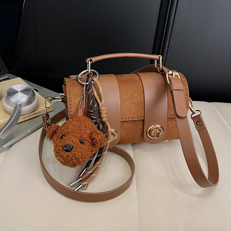 DIY Suede Leather Shoulder Bag Kit for Beginners – Handmade Crossbody Purse Sewing Kit with Pre-Cut Materials & Video Tutorial