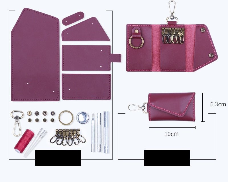 DIY Leather Key Case Kit for Beginners | Handmade Cowhide Key Organizer Wallet with Video Tutorial