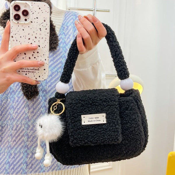 DIY Plush Tote Bag Kit for Beginners – Handmade Fuzzy Handbag Craft Kit with Video Tutorial, Shoulder & Tote Bag