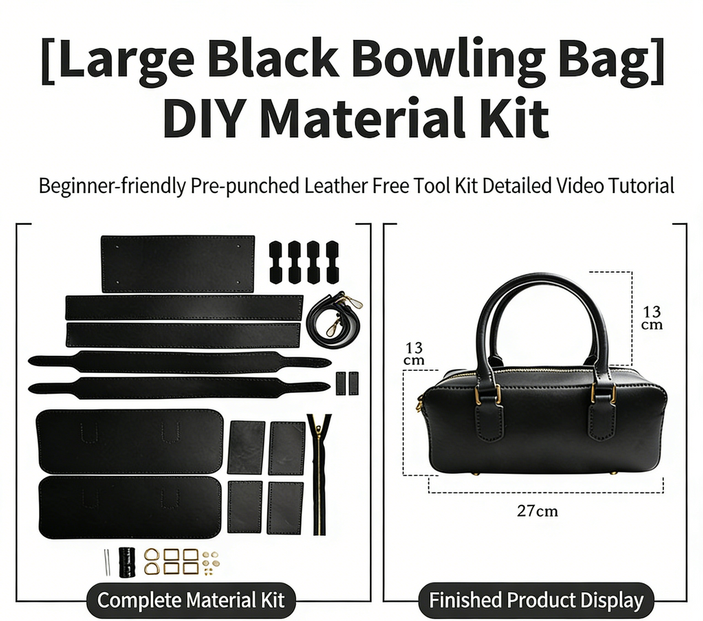 DIY Leather Shoulder Bag Kit for Beginners – Handmade Crossbody Tote Purse Sewing Kit with Pre-Cut Materials & Video Tutorial
