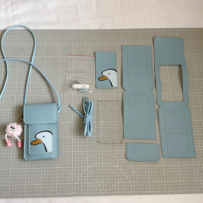 DIY Phone Crossbody Bag Sewing Kit for Beginners – Handmade PU Leather Mobile Bag Craft Set with Video Tutorial