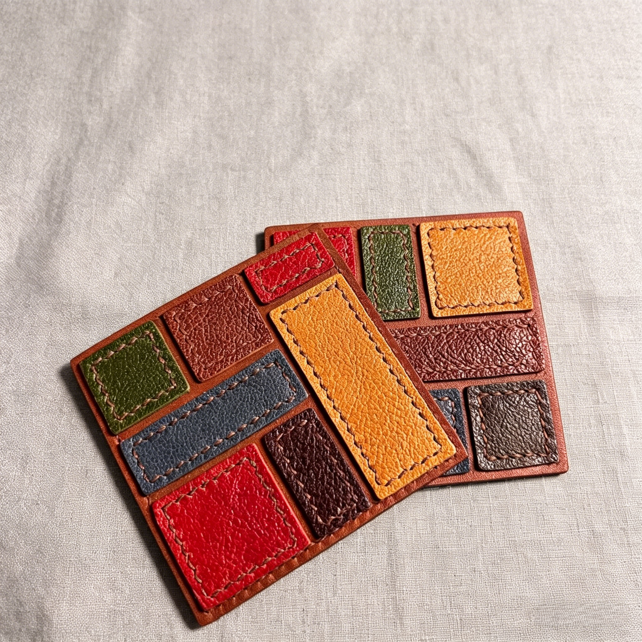 DIY Leather Coaster Kit – Handmade Cowhide Square Cup Mat Craft Set for Beginners with Video Tutorial (7.5cm Minimalist Desk Accessory)