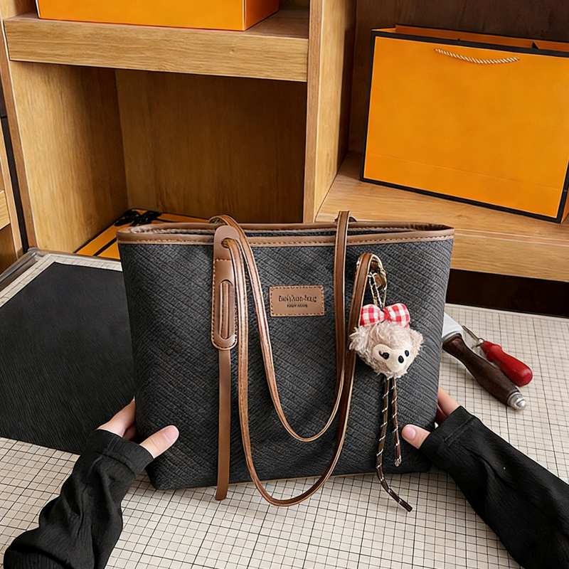 DIY Large PU Leather Tote Bag Kit for Beginners | Handmade Shoulder Handbag Sewing Kit with Video Tutorial