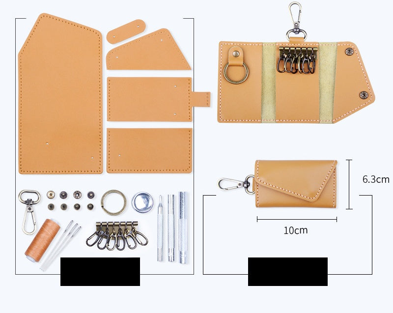 DIY Leather Key Case Kit for Beginners | Handmade Cowhide Key Organizer Wallet with Video Tutorial