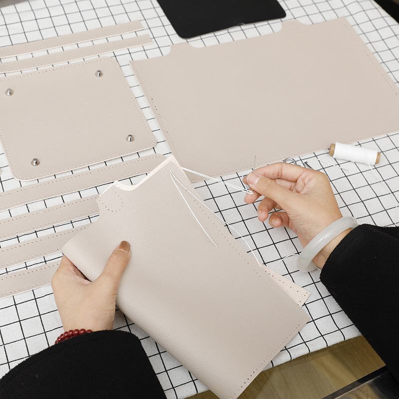 DIY Super Fiber Leather Handbag Kit for Beginners – Pre-Cut Sewing Craft Set with Video Tutorial, Elegant Structured Tote Bag Handmade Kit