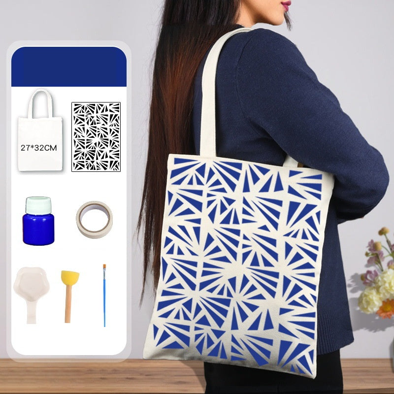 DIY Traditional Printing Canvas Tote Bag Kit – Non-Heritage Art Craft Set with Paint & Stencils