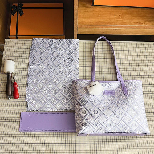 DIY Fabric Tote Bag Kit for Beginners | Handmade Shoulder Handbag Sewing Craft Set with Video Tutorial | Large Capacity DIY Bag