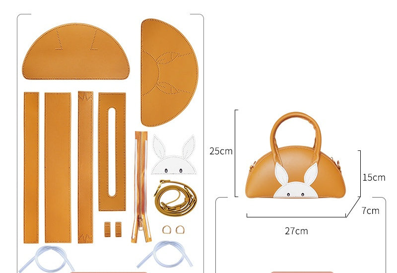 DIY Leather Handbag Kit | Beginner-Friendly Cowhide Crossbody & Handheld Craft Set with Video Tutorial