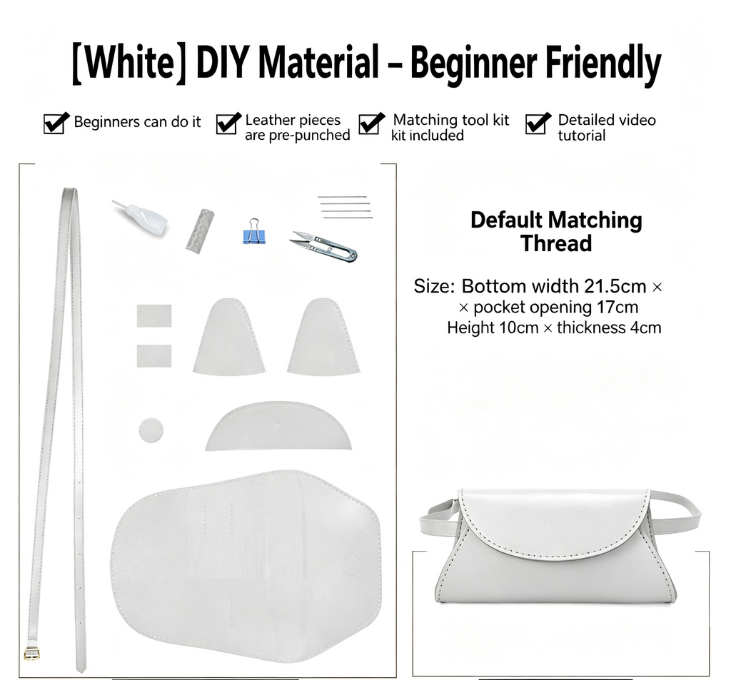 DIY Vintage Leather Fanny Pack Kit for Beginners, Handmade Genuine Cowhide Mini Waist Bag Making Kit, Creative Sewing Craft Gift