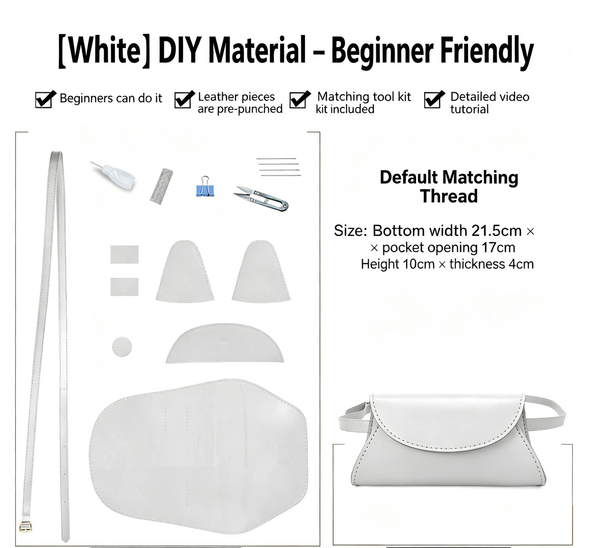 DIY Vintage Leather Fanny Pack Kit for Beginners, Handmade Genuine Cowhide Mini Waist Bag Making Kit, Creative Sewing Craft Gift
