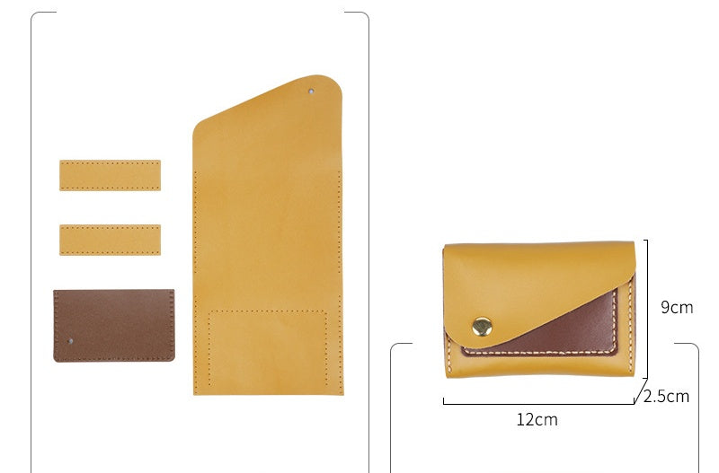 DIY Leather Coin Purse & Card Holder Kit for Beginners – Handmade Cowhide Wallet with Video Tutorial & Complete Sewing Kit