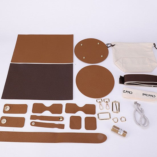 DIY PU Leather Bucket Bag Kit for Beginners – Handmade Shoulder & Crossbody Bag Craft Kit with Pre-Cut Materials and Video Tutorial