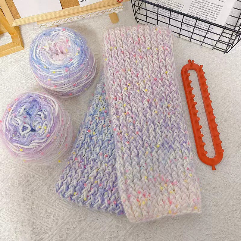 DIY Gradient Scarf Knitting Kit for Beginners – Easy Handmade Rainbow Scarf Set with Video Tutorial & Weaving Tool Included