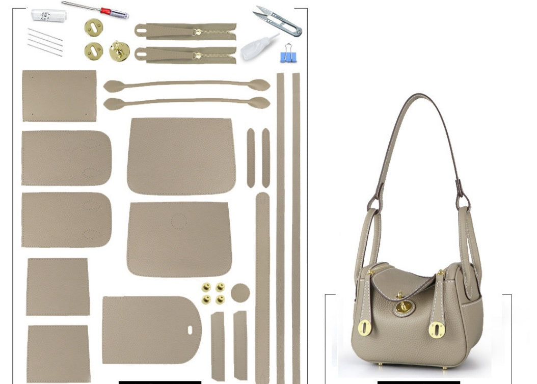 DIY Leather Shoulder Bag Kit – Beginner Top-Grain Cowhide Handmade Handbag