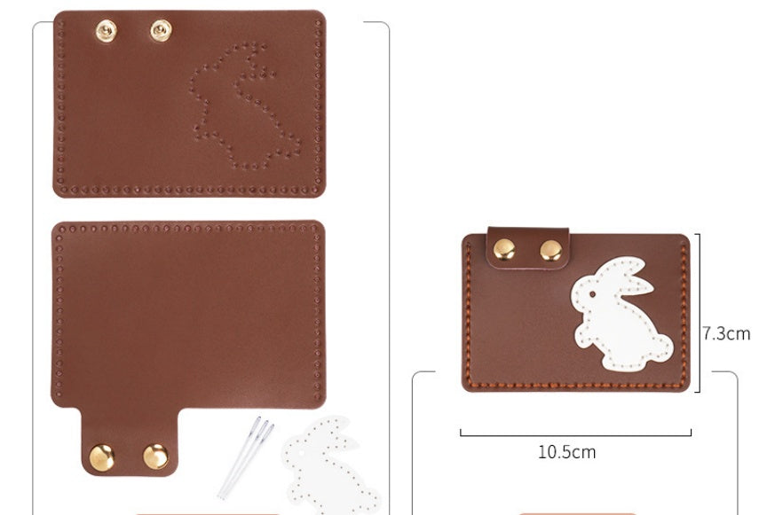 DIY Leather Bunny Wallet Kit – Handmade Colorful Leather Craft Wallet Set for Beginners