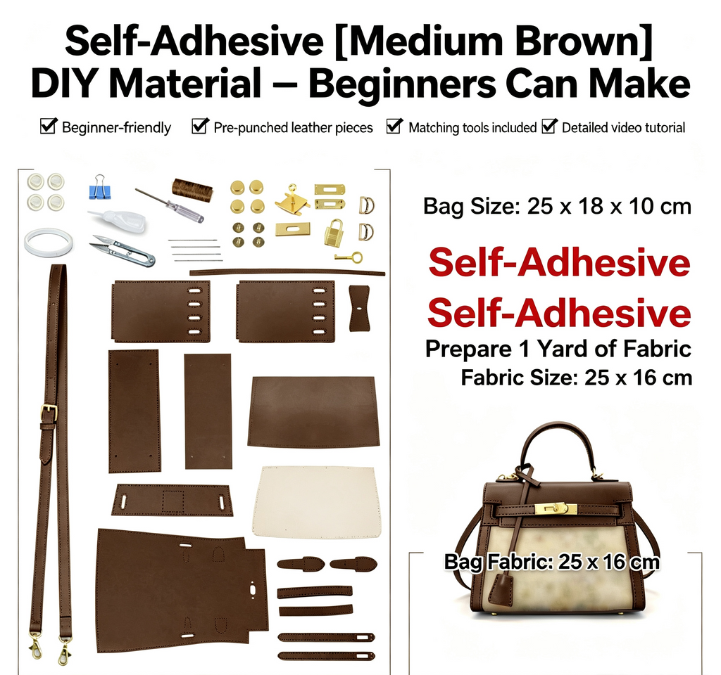 DIY Leather & Fabric Bag Kit – Beginner Crossbody, Shoulder & Handbag Making Kit