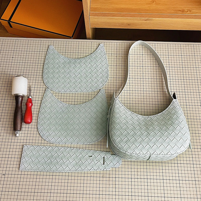 DIY PU Leather Handbag Kit for Beginners – Pre-Cut & Pre-Punched Handbag Sewing Kit with Video Tutorial, Elegant Crossbody Shoulder Bag Craft Set