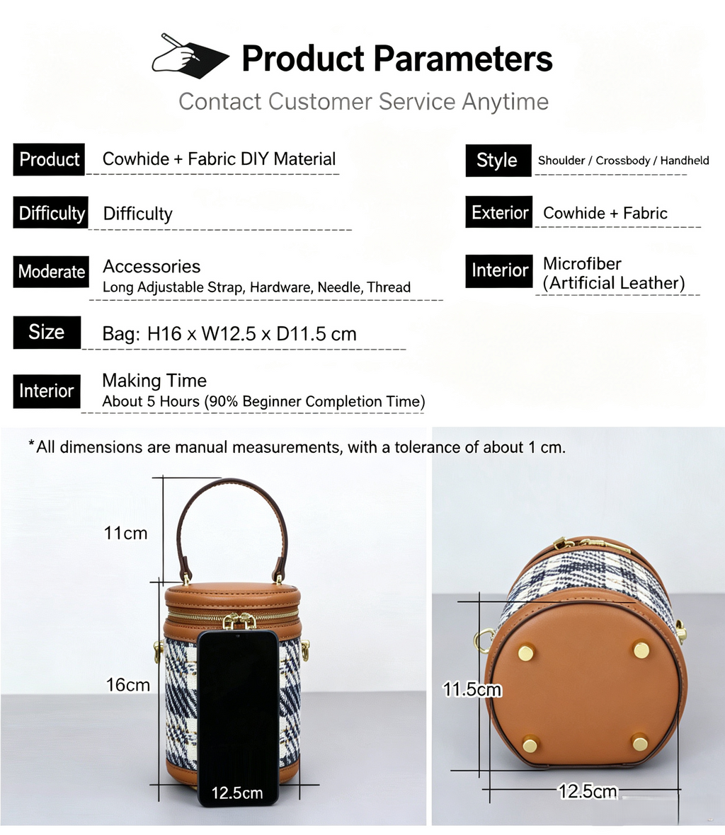 DIY Leather Crossbody Bag Kit for Beginners – Handmade Mini Purse Making Set with Fabric Design, Video Tutorial & Complete Materials