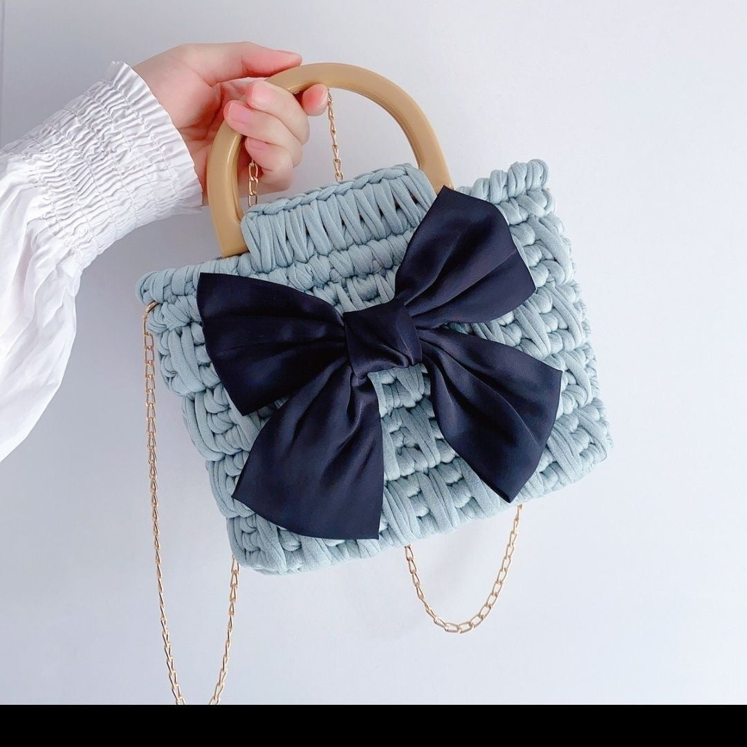 DIY Cotton Yarn Tote Bag Kit | Beginner-Friendly Crochet Weaving Handbag Set | Handmade Shoulder & Crossbody Craft Kit