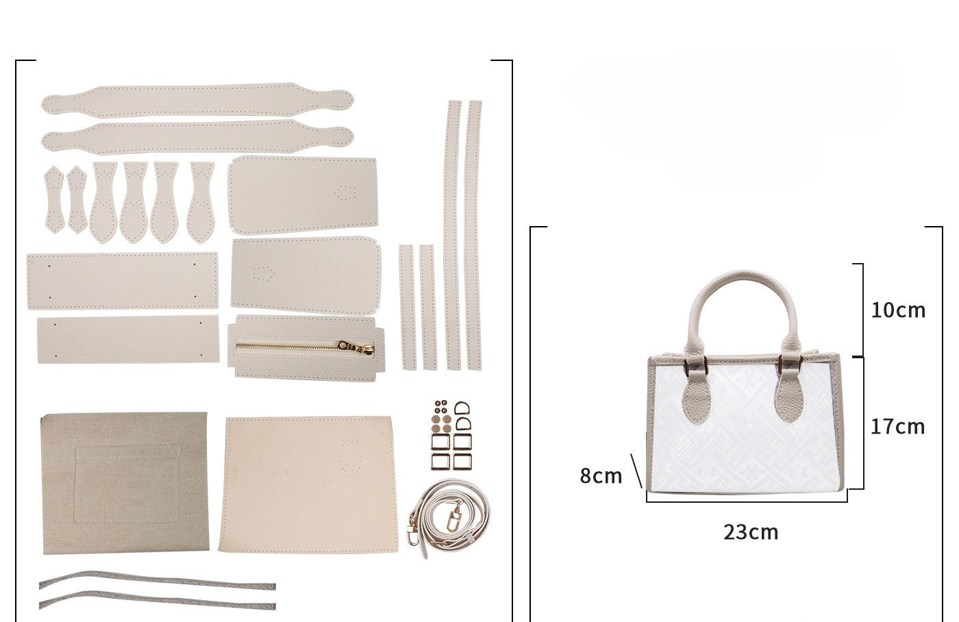 DIY Patchwork Tote Bag Kit | Genuine Leather & Microfiber Handmade Shoulder Bag Craft Set for Beginners