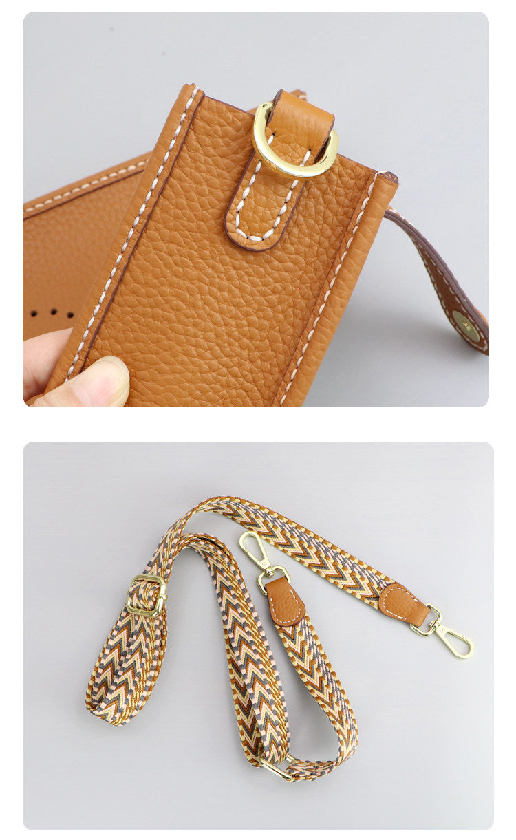 DIY Leather Crossbody Bag Kit for Beginners, Handmade Cowhide Shoulder Bag Sewing Kit, Pre-Cut Leather Craft Kit with Video Tutorial