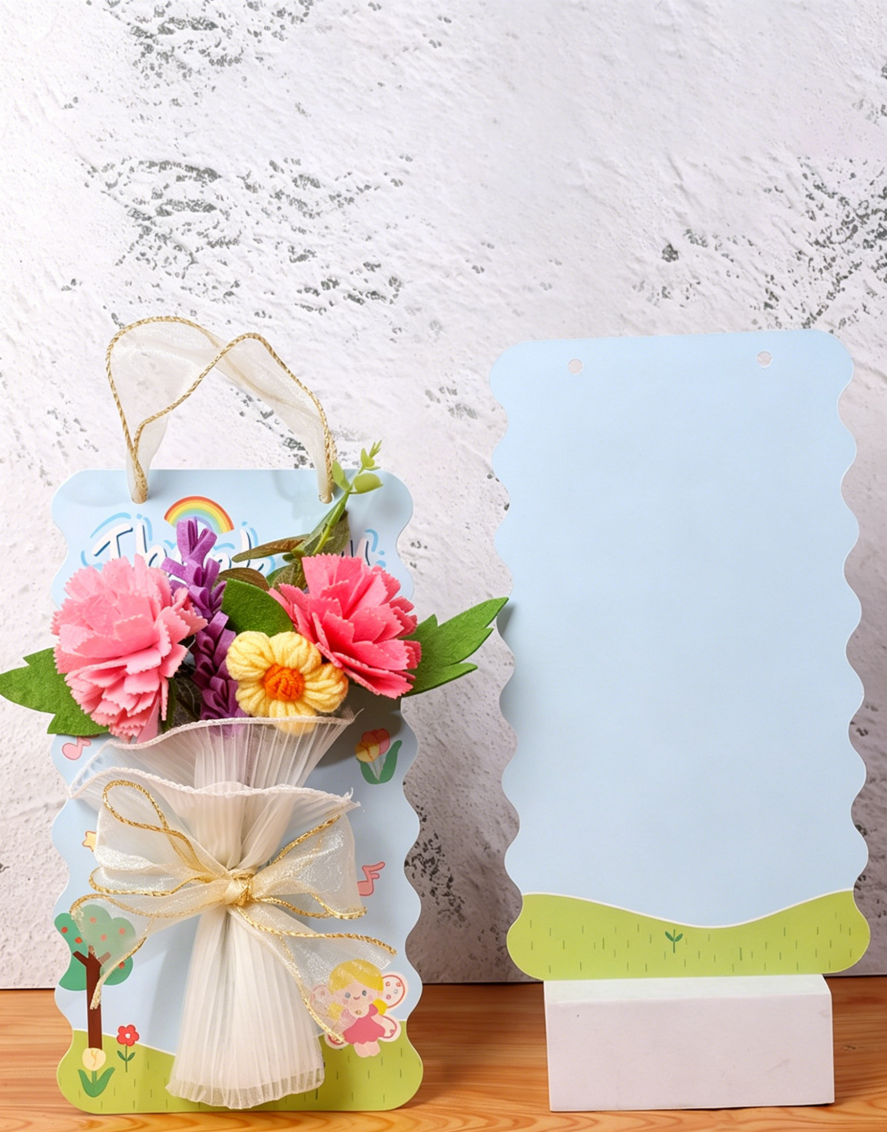 DIY Eternal Flower Bouquet Card Kit for Teachers’ Day | Felt & Yarn Artificial Flower Craft Set for Kids | Handmade Gift Card Materials Pack