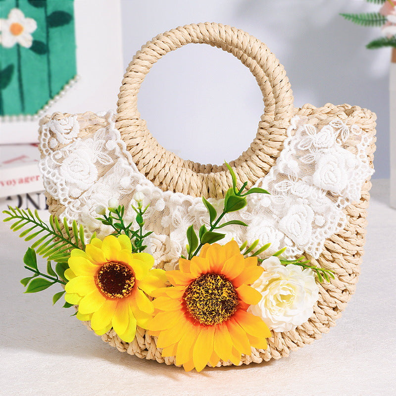 DIY Floral Straw Tote Bag Kit for Mother’s Day | Handmade Woven Handbag Craft Set with Artificial Flowers | Beginner Friendly 8-Minute DIY Gift Bag