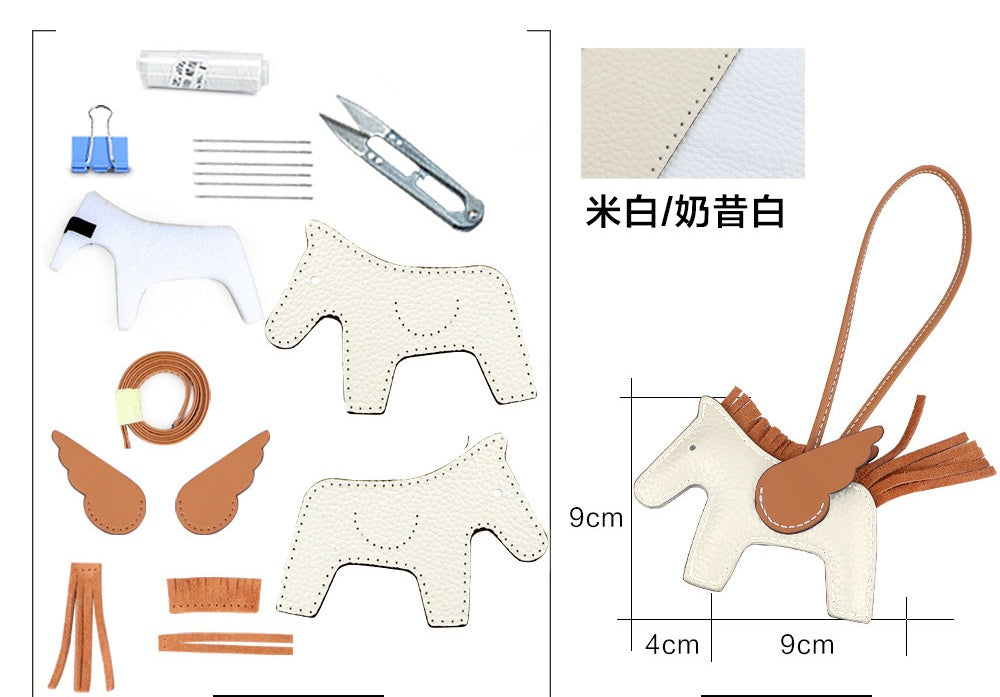 DIY Leather Angel Horse Charm Kit – Handmade Pony Keychain Bag Charm Craft Set for Beginners