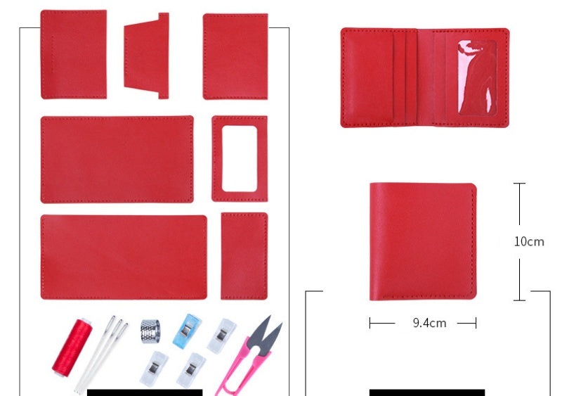 DIY Leather Wallet Kit for Beginners | Handmade Vertical Bi-Fold Cowhide Wallet Craft Set with Video Tutorial