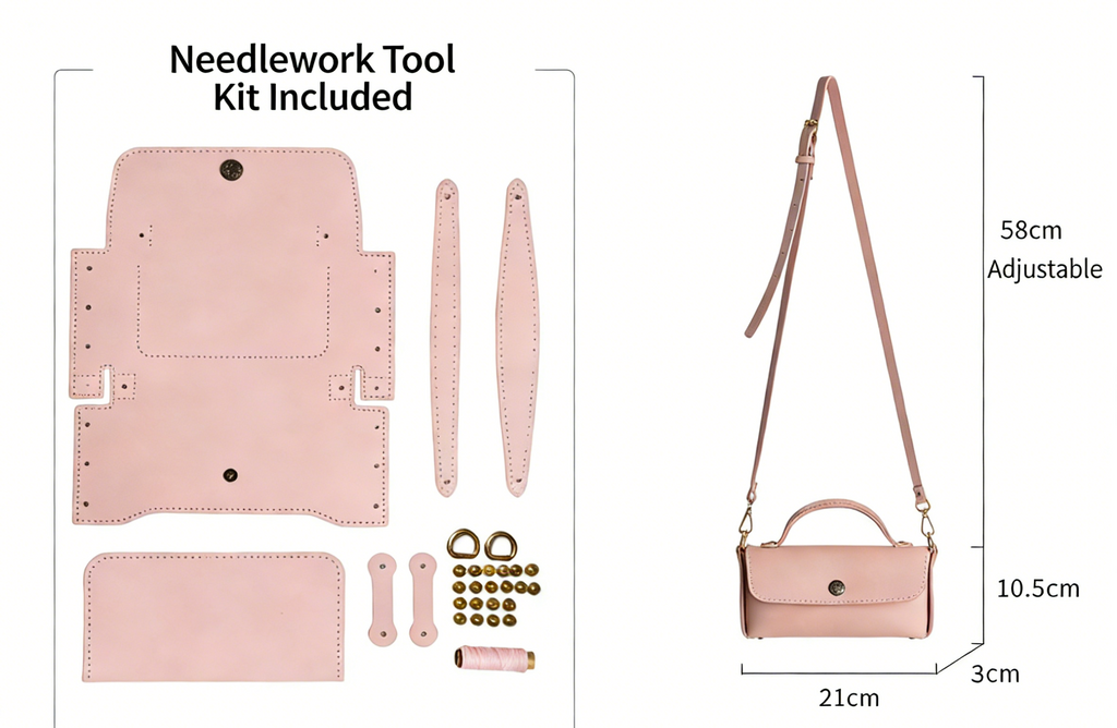 DIY PU Leather Handbag Kit | Beginner-Friendly Crossbody & Handheld Craft Set with Video Tutorial