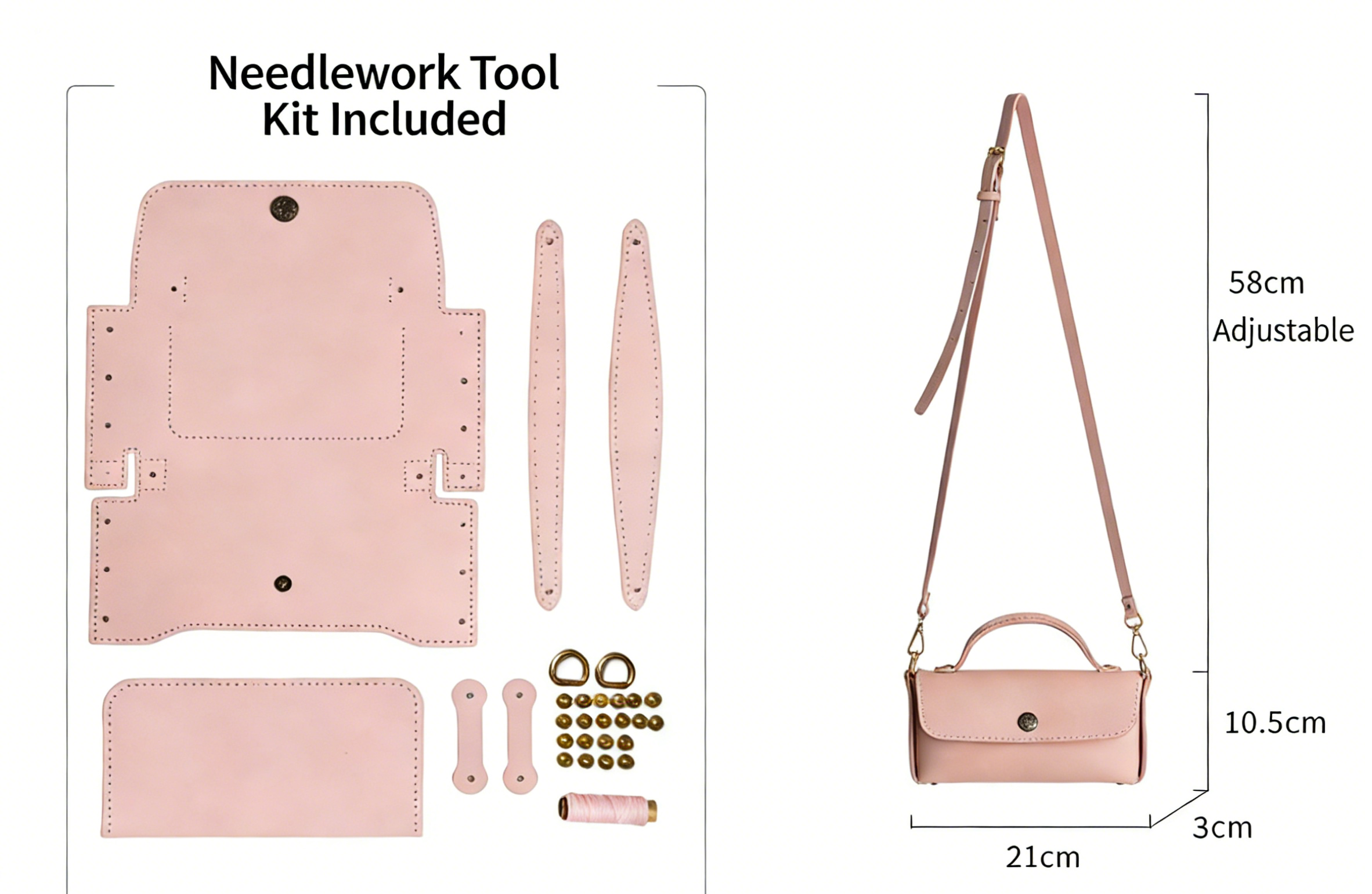 DIY PU Leather Handbag Kit | Beginner-Friendly Crossbody & Handheld Craft Set with Video Tutorial