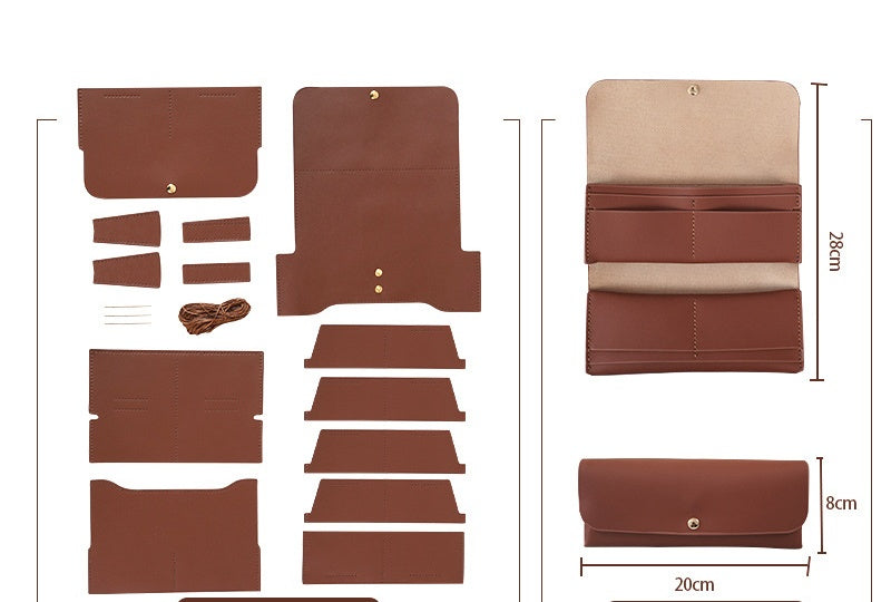 DIY Genuine Leather Long Card Holder Wallet Kit – Handmade Bifold Card Wallet Craft Kit for Beginners with Video Tutorial