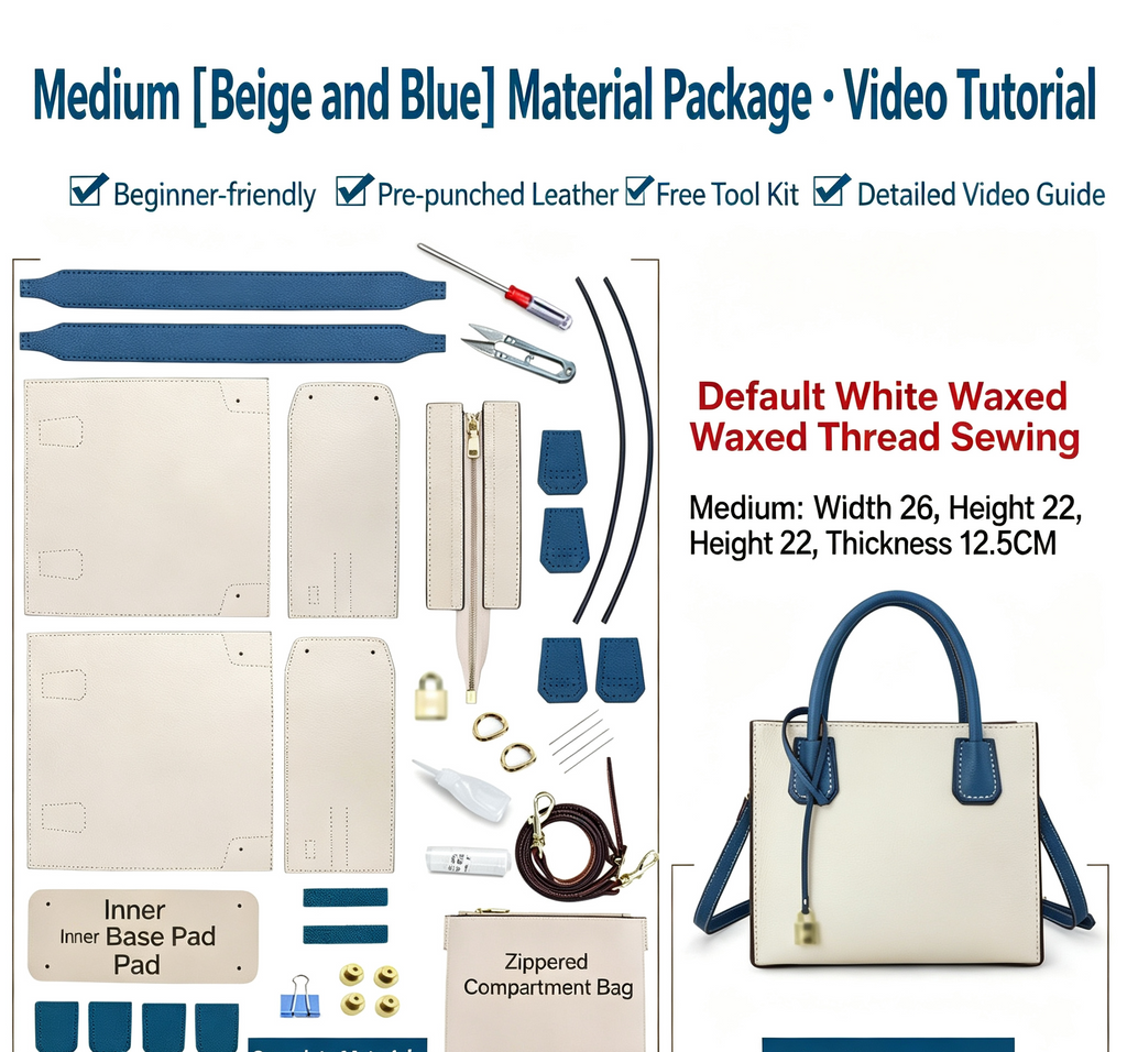 DIY Leather Bag Kit – Beginner Top-Grain Cowhide Crossbody & Shoulder Bag