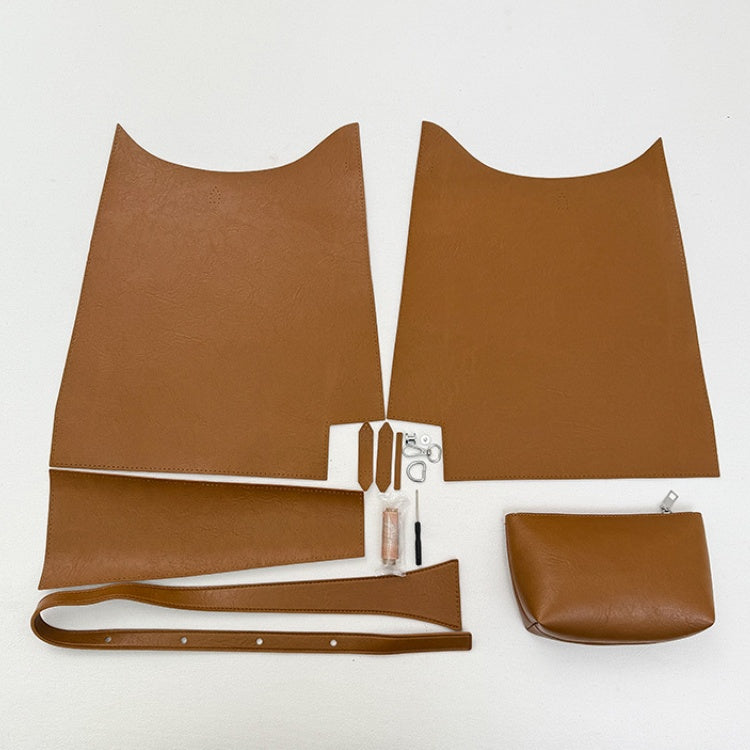 DIY PU Leather Shoulder Bag Sewing Kit for Beginners – Handmade Tote Bag Craft Set with Pre-Cut Materials & Video Tutorial