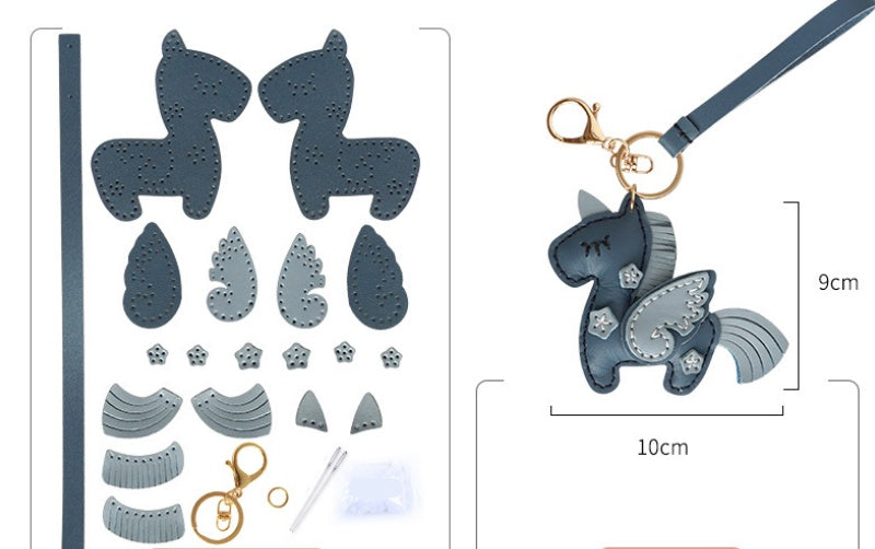 DIY Leather Unicorn Keychain Kit – Handmade Cute Unicorn Charm Craft Set with Video Tutorial
