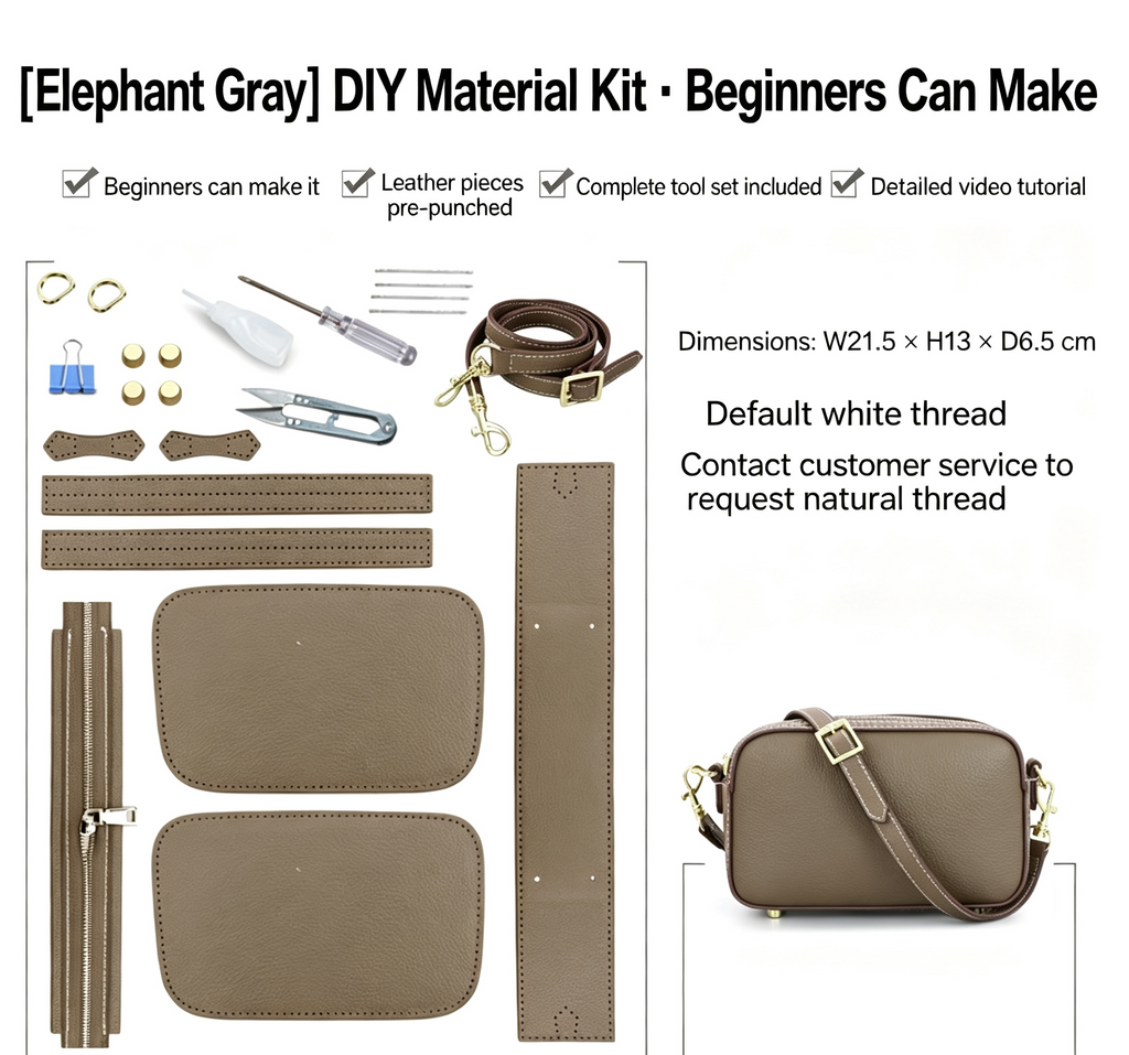 DIY Leather Crossbody Bag Kit – Beginner Handmade Shoulder Bag Making Kit