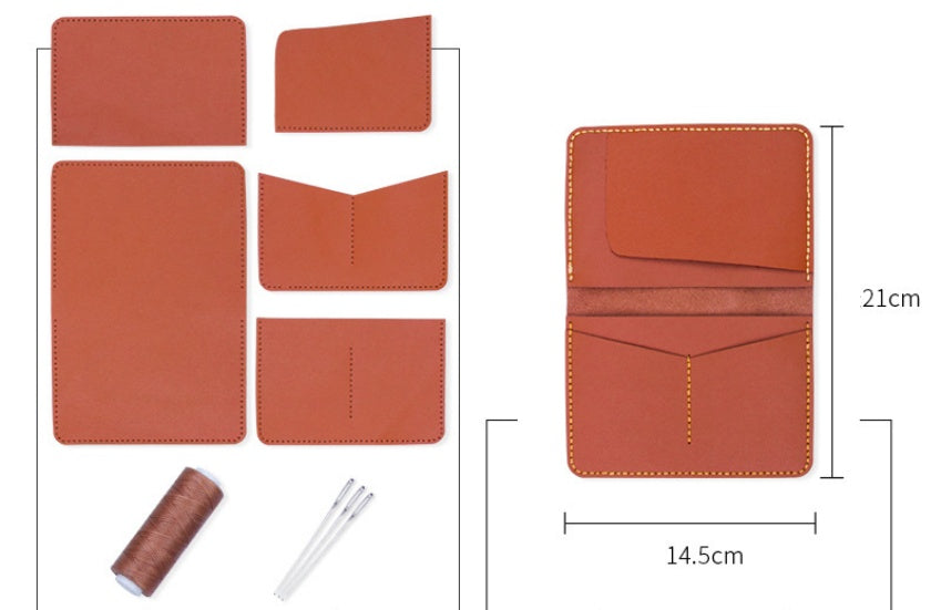 DIY Genuine Leather Passport Wallet Kit – Handmade Multifunction Travel Wallet Craft Kit for Beginners with Video Tutorial