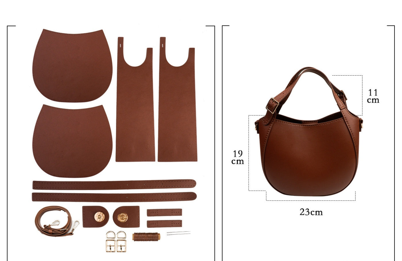 DIY Leather Bucket Bag Kit – Handmade Crossbody Shoulder Bag Craft Set for Beginners with Video Tutorial