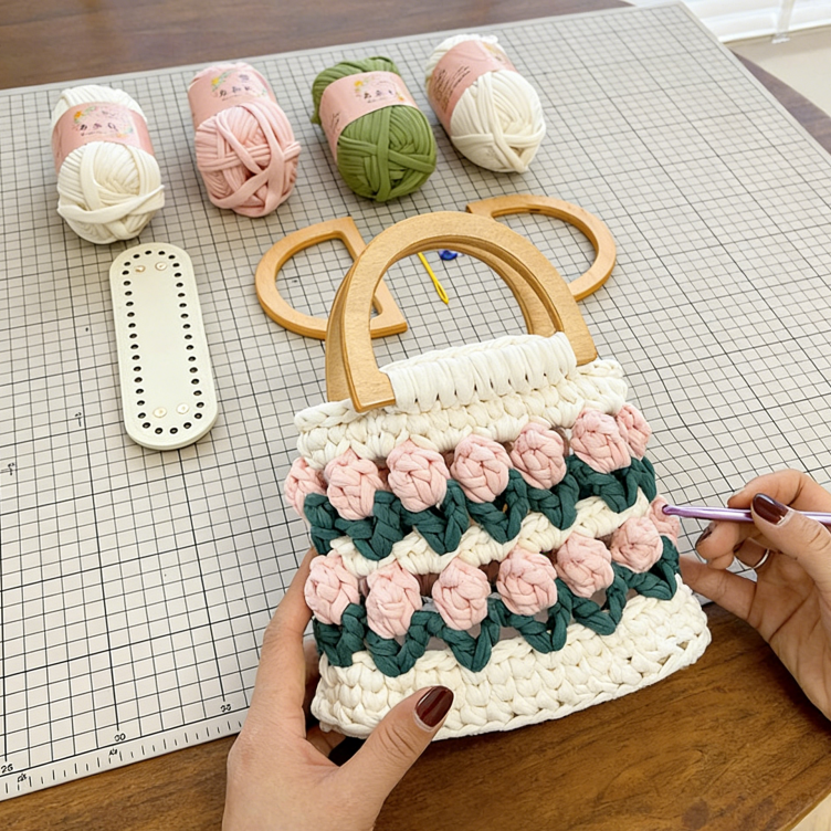 DIY Mini Tote Bag Sewing Kit – Handmade Fabric Handbag Craft Set for Beginners with Video Tutorial
