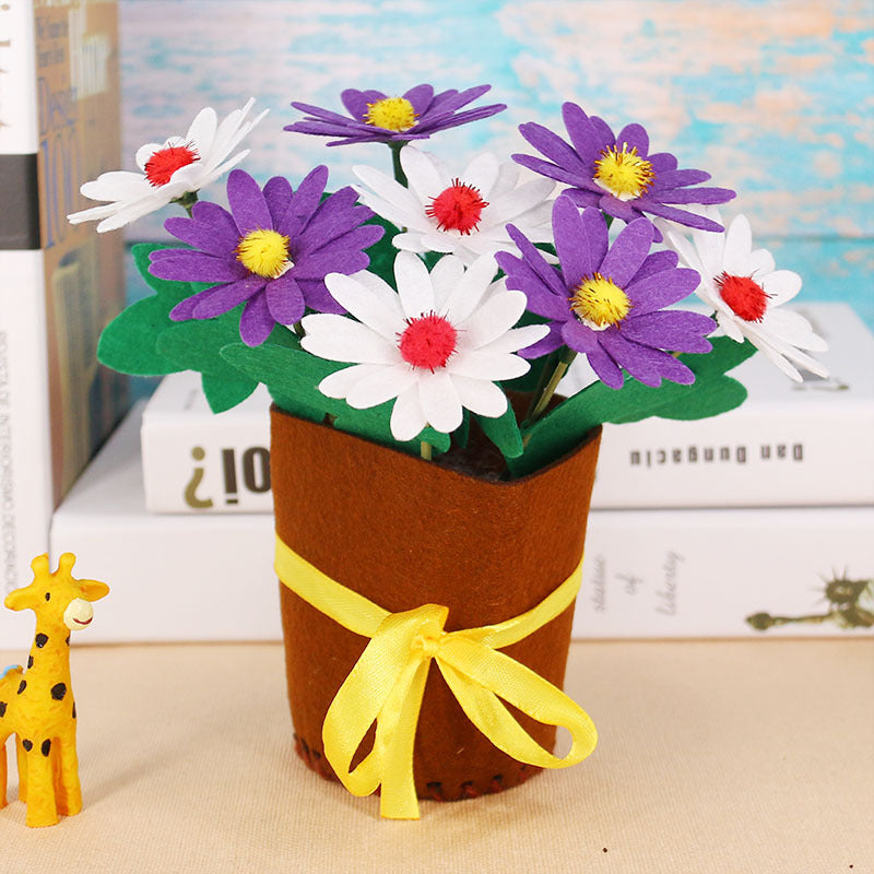 DIY Felt Flower Pot Craft Kit | Kids Educational Handmade Fabric Potted Plant Set | Montessori Creative Sewing Toy & Parent-Child Gift