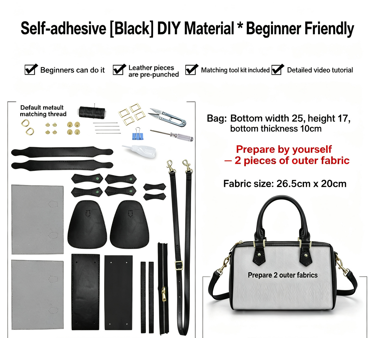 DIY Leather Shoulder Bag Kit for Beginners – Handmade Crossbody Bag Making Kit