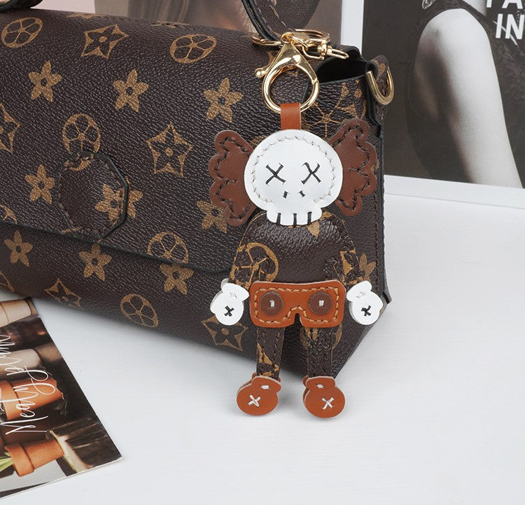 DIY Leather Keychain Kit Cute Character Pendant | Handmade PU + Cowhide Craft Keyring Set with Video Tutorial