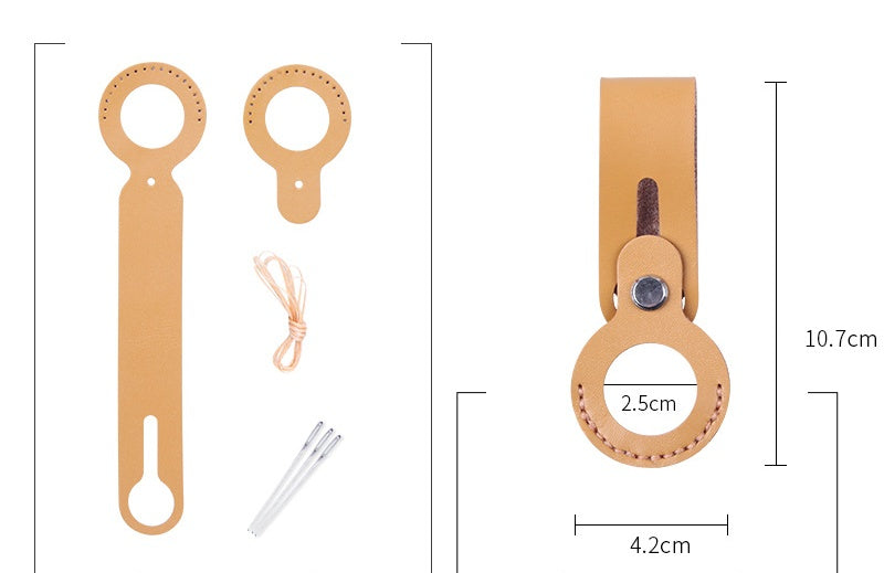 DIY Leather AirTag Holder Kit | Beginner-Friendly Cowhide Keychain Case Craft Set with Video Tutorial